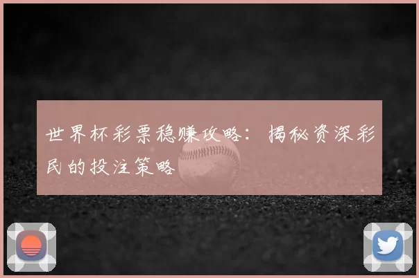 世界杯彩票稳赚攻略：揭秘资深彩民的投注策略