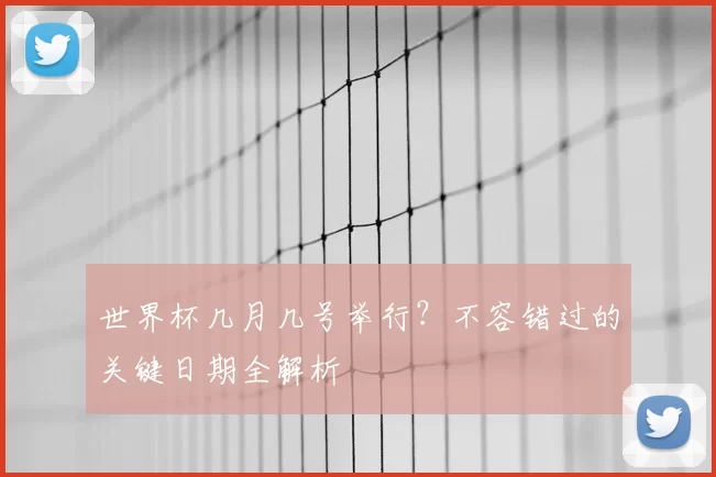 世界杯几月几号举行？不容错过的关键日期全解析